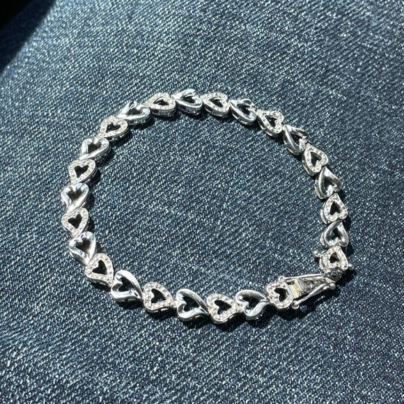 Zales Jewelry - Sterling Silver Heart Bracelet with diamonds